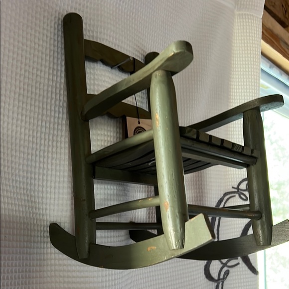 Rustic Green Wooden Rocking Chair - Picture 3 of 6